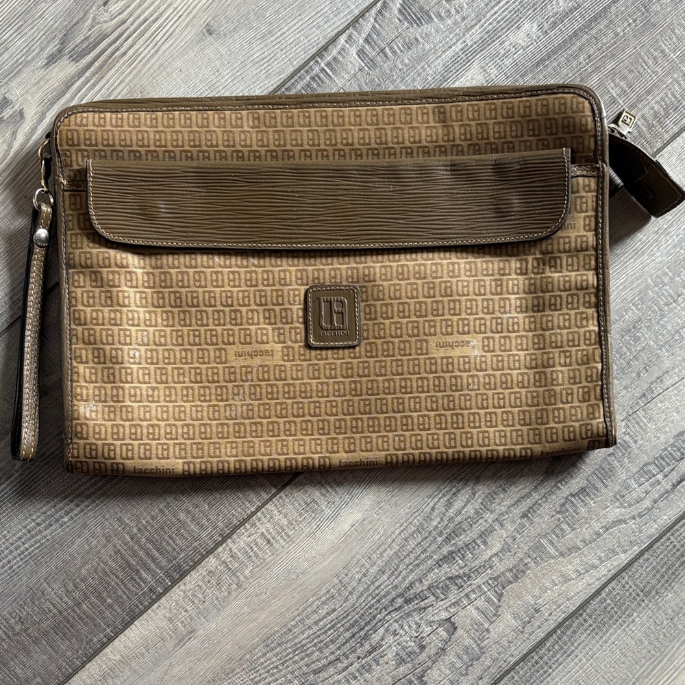 Vintage Tacchini Italian Leather Large Clutch